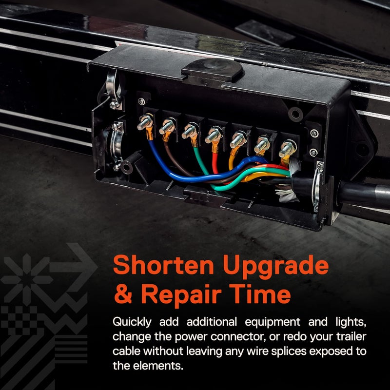 ONLINE LED STORE صندوق تقاطع 7 طرق True Mods لتوصيل أسلاك المقطورة [تحكم في الفرامل والإضاءة] طرف توصيل كابل سلكي 7 دبابيس كتلة توزيع مقاومة للماء للمركبات الترفيهية والقوارب والمخيمات والسفر والمقطورات شبه المقطورة - Image 3